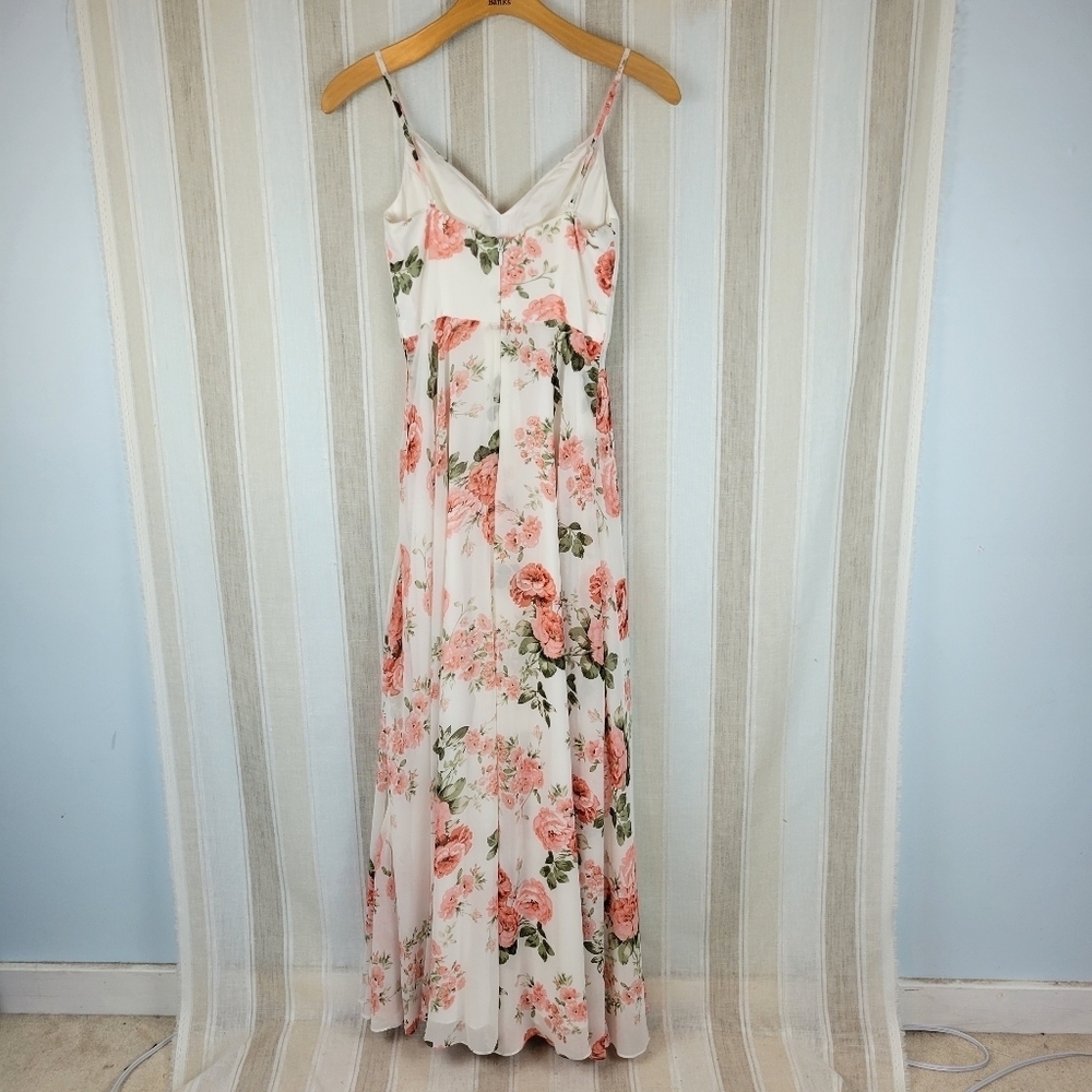 JJs House A-Line V-neck Floor-Length‎ Chiffon Evening Dress Split Front Small - Picture 15 of 16